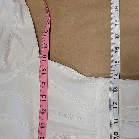 Anthropologie Size 4 White Tie Waist, Button Front Blouse - Picture 9 of 15